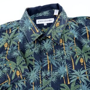 JOHN LENNON Button Up Long‎ Sleeve Palm Tree Pineapple Print Shirt  Men's Medium